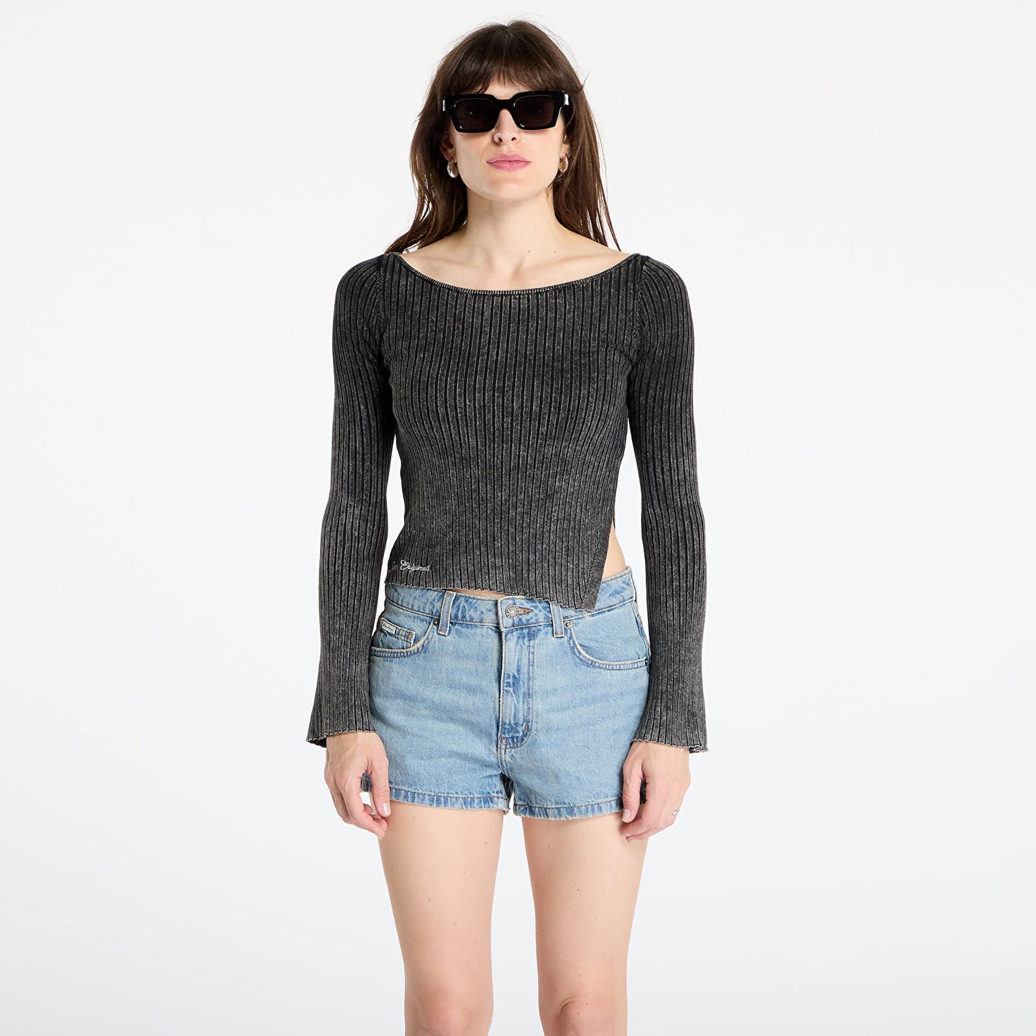 Šortky GUESS GUESS Originals Go Ribbed Long Sleeve Top Čierna | W5GR23Z2V62-JTMU, 0