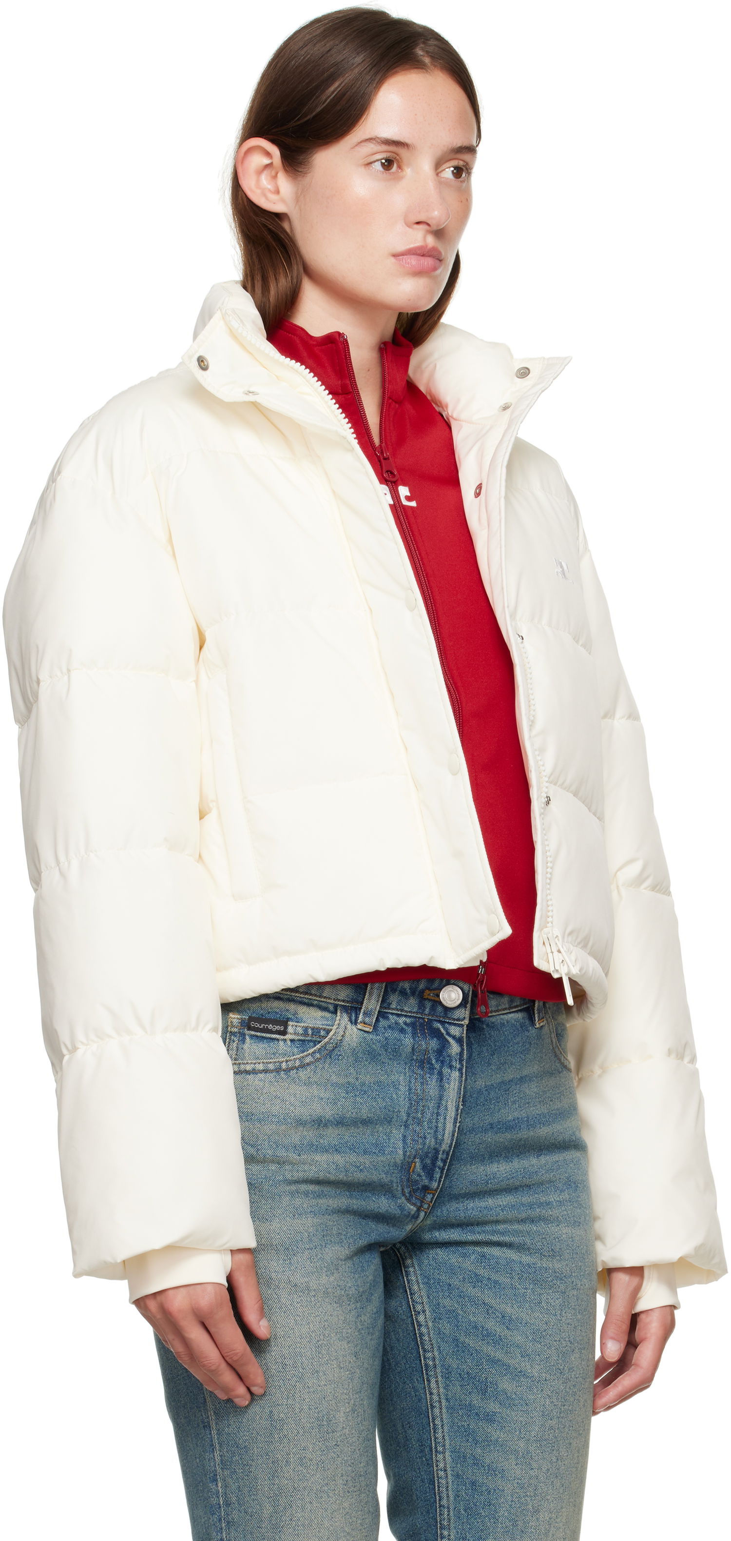 Prešívaná bunda Courrèges Courrèges Cropped Puffer Jacket Biela | 323CMA106PL0112, 1