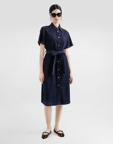 Šaty Dolce & Gabbana Dolce & Gabbana Silk Denim Shirt Dress Modrá | F6TMBDG8MR3S9001, 1