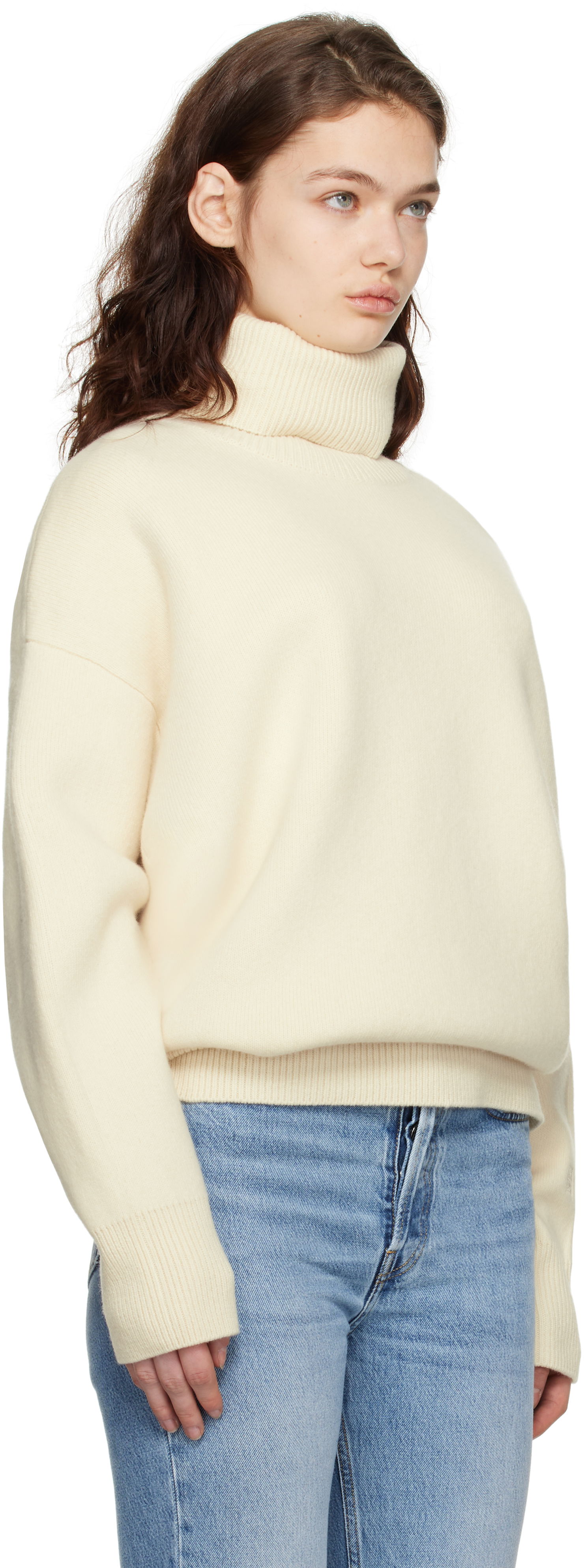 Sveter TOTEME TOTEME Double-Knit Turtleneck Sweater Béžová | 251-WRT4629-YA0132, 1
