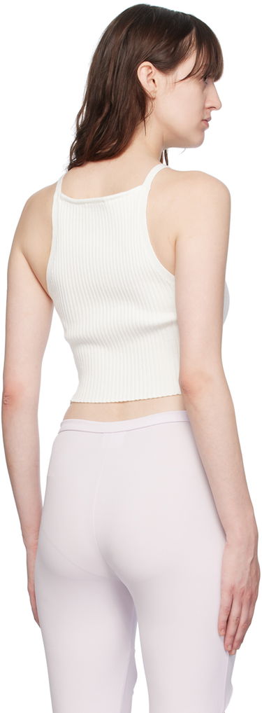Tielko Courrèges Ribbed Knit Pointy Tank Top Biela | VESMTO042FI0001, 2