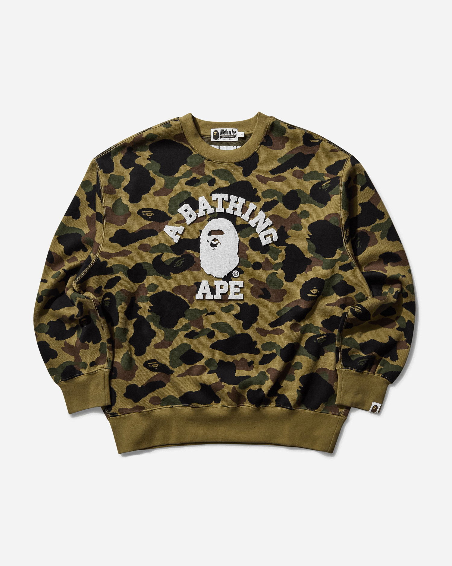Sveter BAPE 1st Camo Jacquard College Crewneck Sweatshirt Zelené | 1L30113307 GREEN, 1