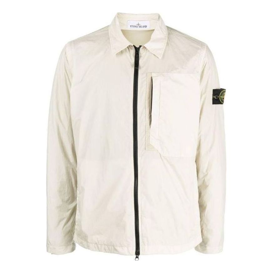 Košeľa Stone Island Compass Patch Collared Zip-Up Jacket Béžová | 791510723-V0097, 0