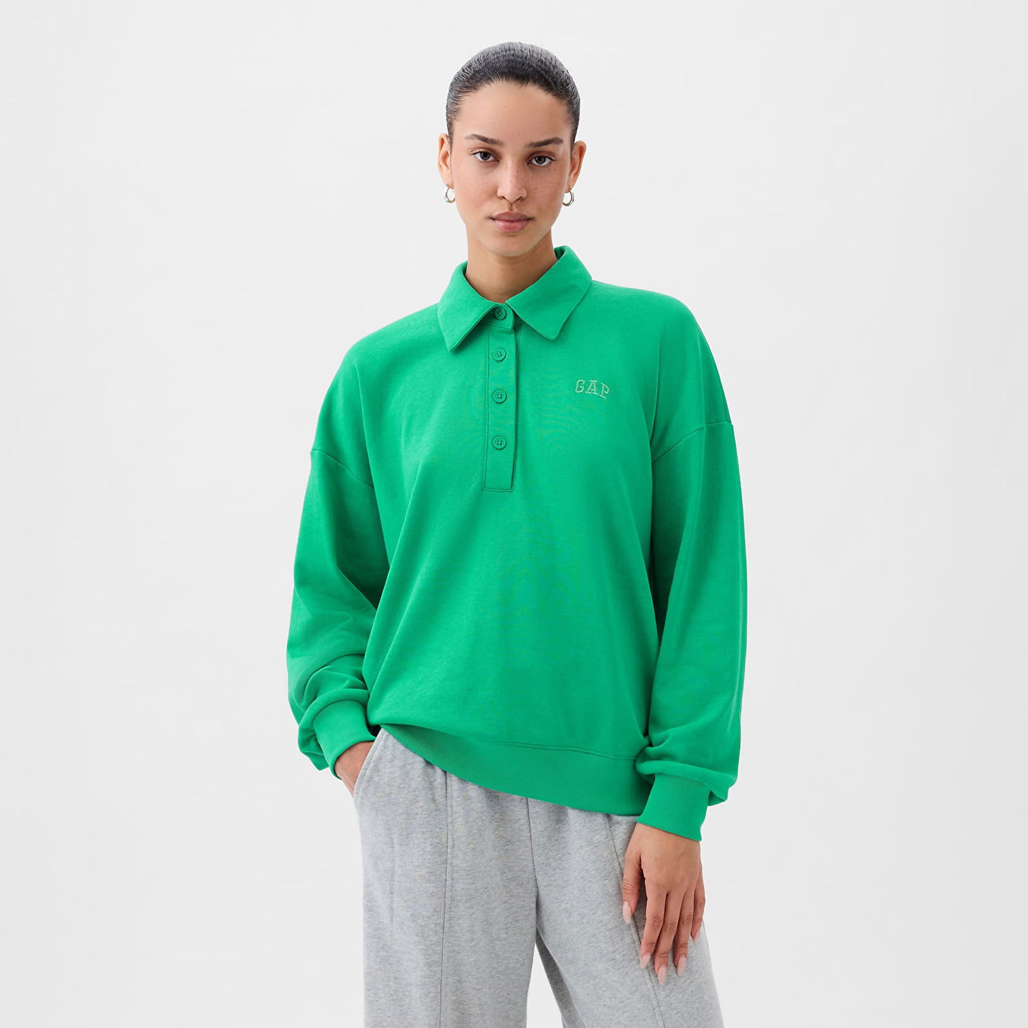 Mikina GAP French Terry Logo Polo Sweatshirt Simply Green Zelené | 870977-00, 0