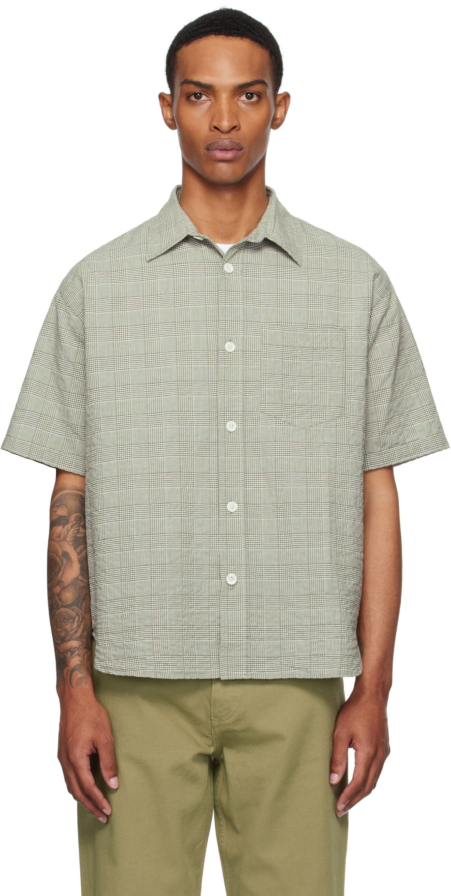 Košeľa NORSE PROJECTS Norse Projects Mo Oversized Check Short Sleeve Shirt Zelené | N40-0827, 0