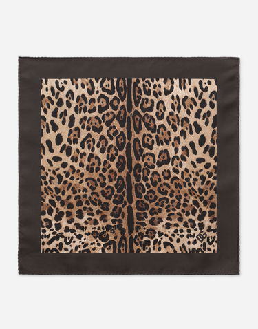 Šál Dolce & Gabbana Leopard-Print Silk Pocket Square Hnedá | GR412EG0THUHA93M, 0