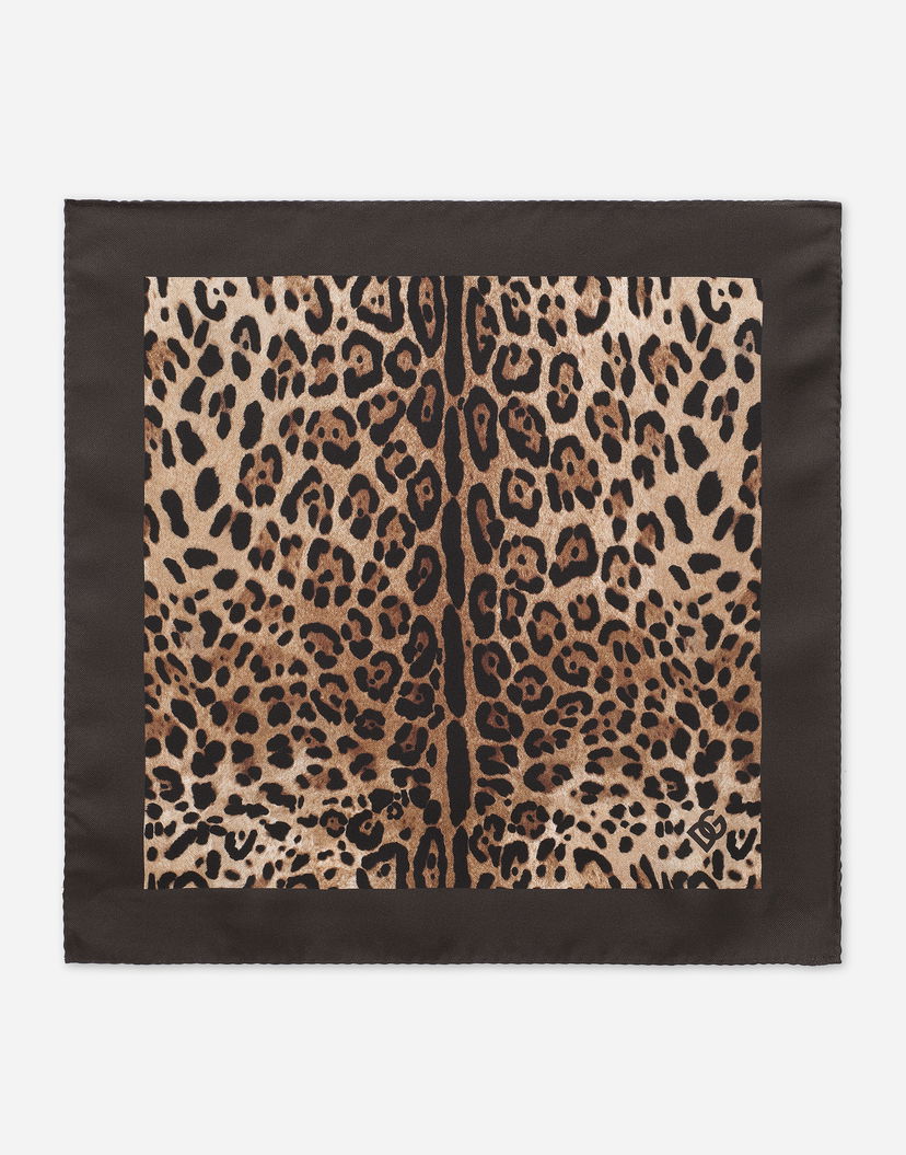 Šál Dolce & Gabbana Leopard-Print Silk Pocket Square Hnedá | GR412EG0THUHA93M