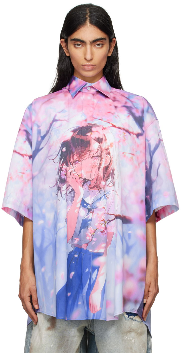 Košeľa VETEMENTS Blue & Pink Anime Shirt Ružová | UA65SH250B, 0