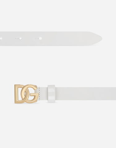 Opasok Dolce & Gabbana Dolce & Gabbana Patent Leather Belt with DG Logo Biela | EE0062A147187682, 1