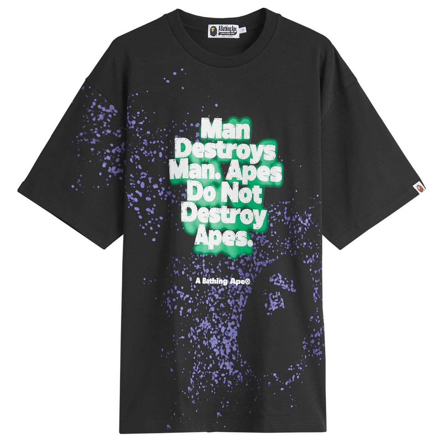 Tričko BAPE Spray Print Slogan T-Shirt Čierna | 001CSK801313M-BLK, 1