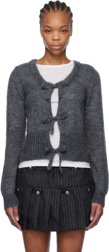 Sveter GANNI GANNI Light Mohair Tie Cardigan Šedá | K2411, 0