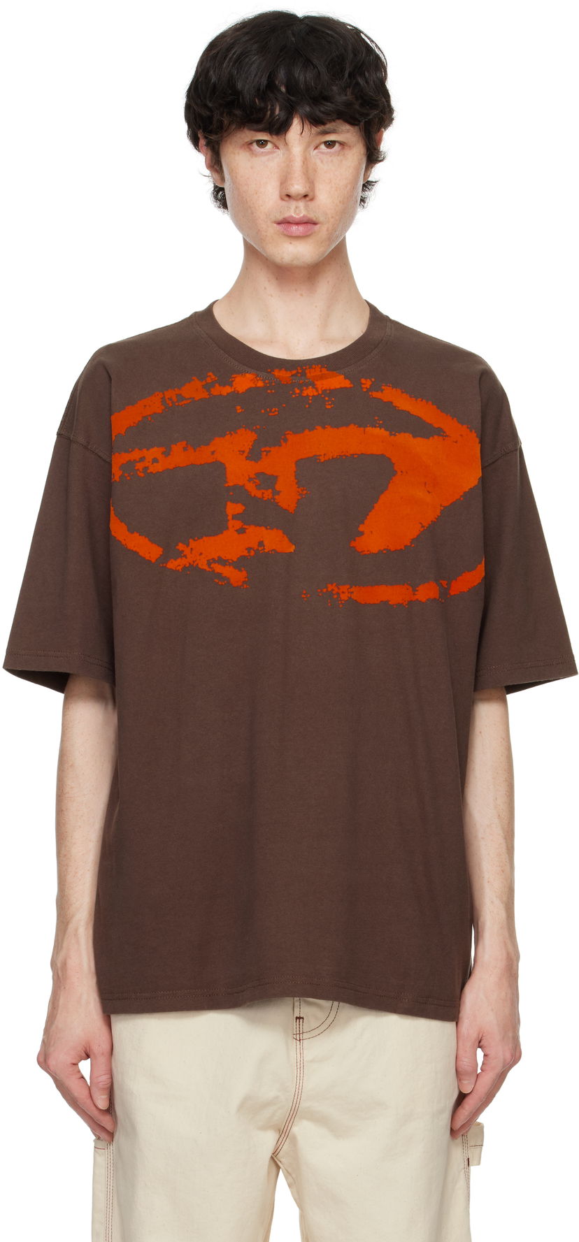 Tričko Diesel T-Shirt T-Boxt-N14 With Graphic Print Hnedá | A13049-0DQAU-7ES