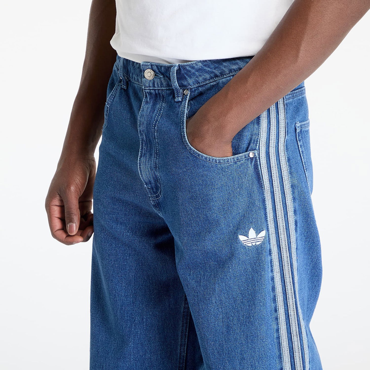 Džínsy adidas Performance Adicolor Firebird Denim Wide Leg Pants Modrá | JC6234, 1