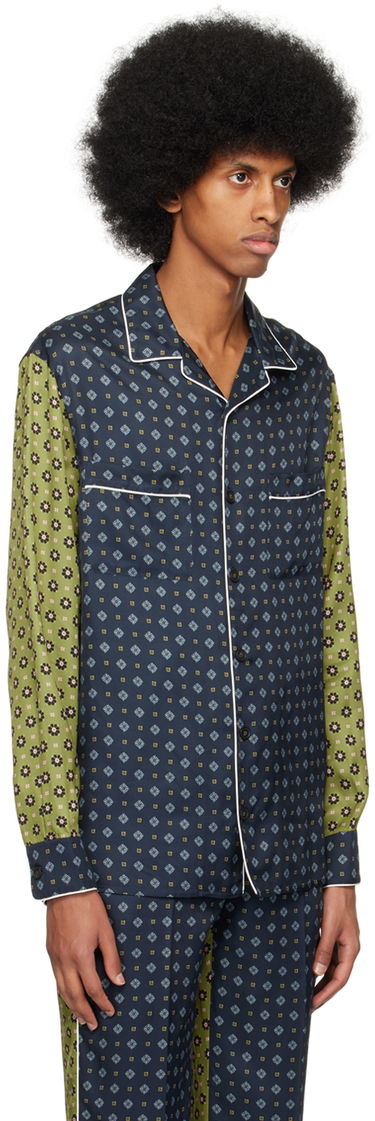 Pyžamo Erdem Patterned Long Sleeve Shirt Modrá | MS23_501MPFBT LUCIUS PYJAMA TOP, 1