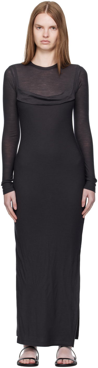 Šaty Nanushka Nanushka Linora Draped Wool Jersey Maxi Dress Čierna | NW25PFDR10792, 0