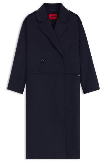 Kabáty BOSS Oversized Double-Breasted Coat Navy | 50542299