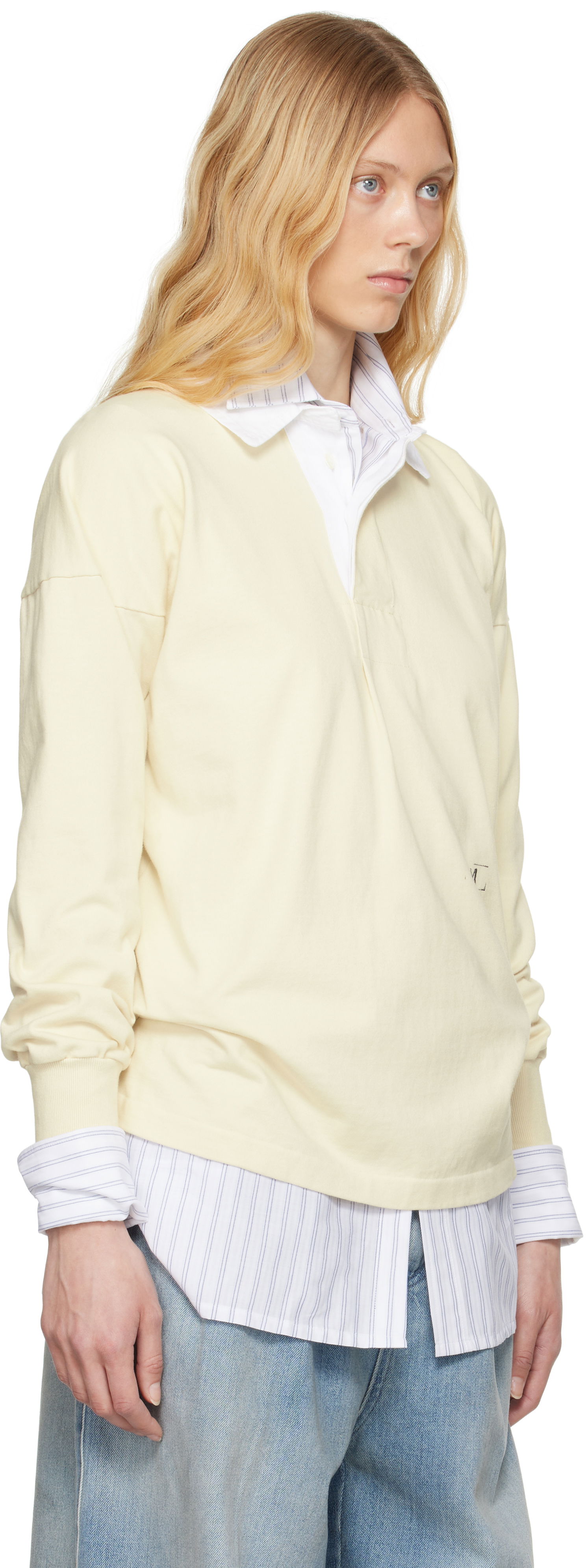 Polo tričko Maison Margiela Maison Margiela Printed Logo Long Sleeve Polo Žltá | S51GL0056 M20096, 1