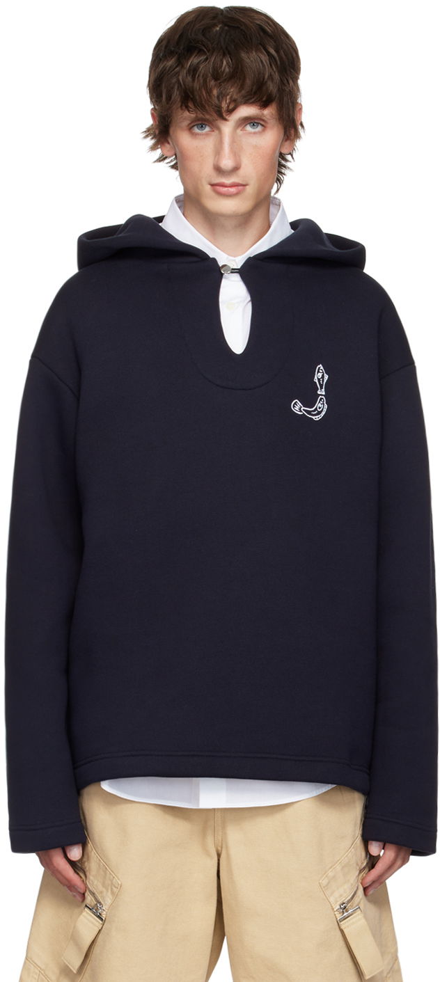 Mikina Jacquemus La Casa Merù Navy Blue Relaxed-Fit Hoodie Modrá | 24H246JS153-2456, 0