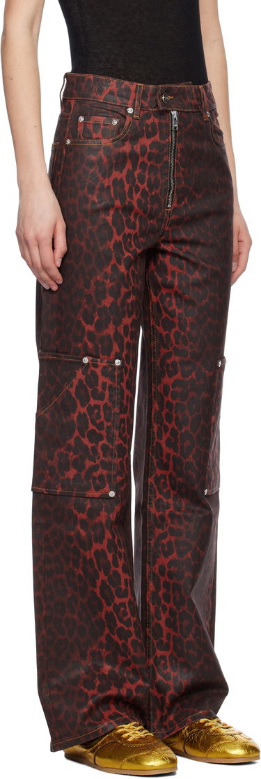 Cargo nohavice GANNI Ganni Andi Foil Cargo Jeans Červená | J1680, 1