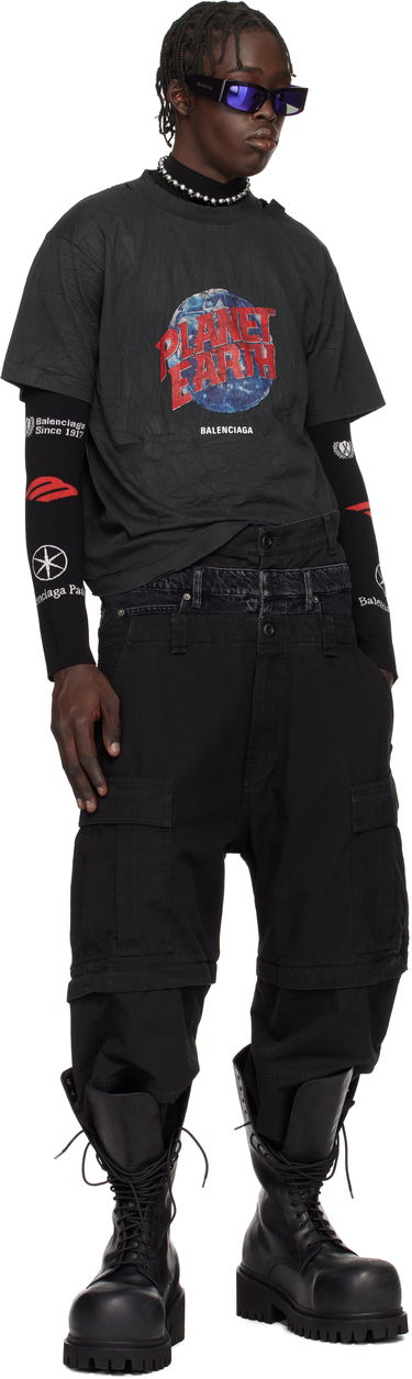 Tričko Balenciaga Oversized 'Planet Earth' Graphic T-Shirt Čierna | 808003TRVC91055, 3