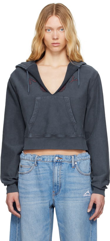 Mikina Alexander Wang Alexander Wang Distressed Cotton Cropped Hoodie Šedá | 4CC2251559, 0