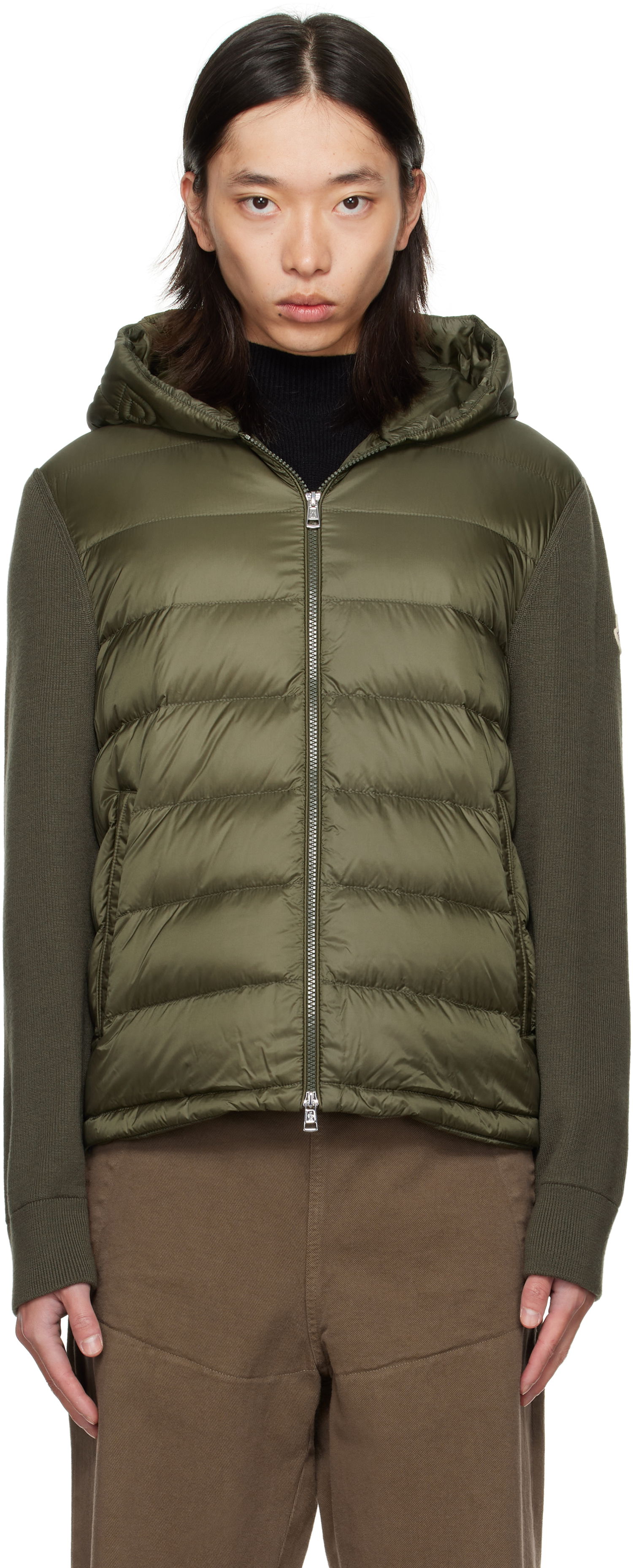 Prešívaná bunda Moncler Moncler Padded Wool Zip-Up Down Hoodie Zelené | K20919B00006M1131, 0