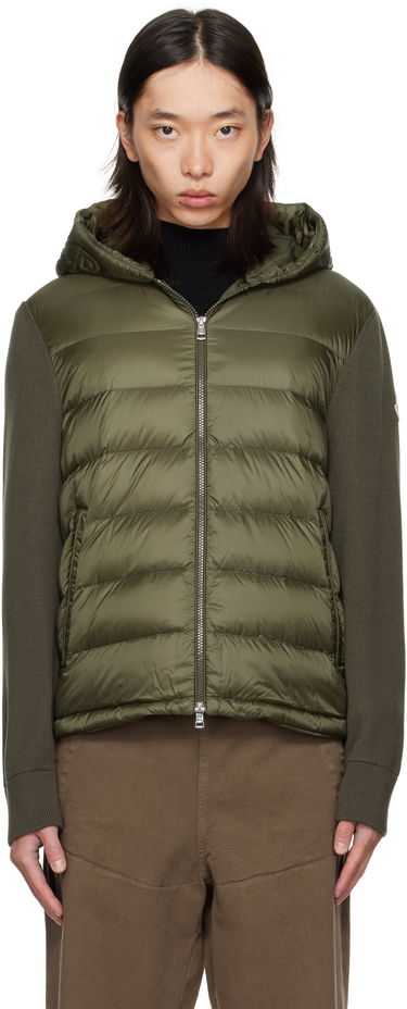 Prešívaná bunda Moncler Moncler Padded Wool Zip-Up Down Hoodie Zelené | K20919B00006M1131, 0