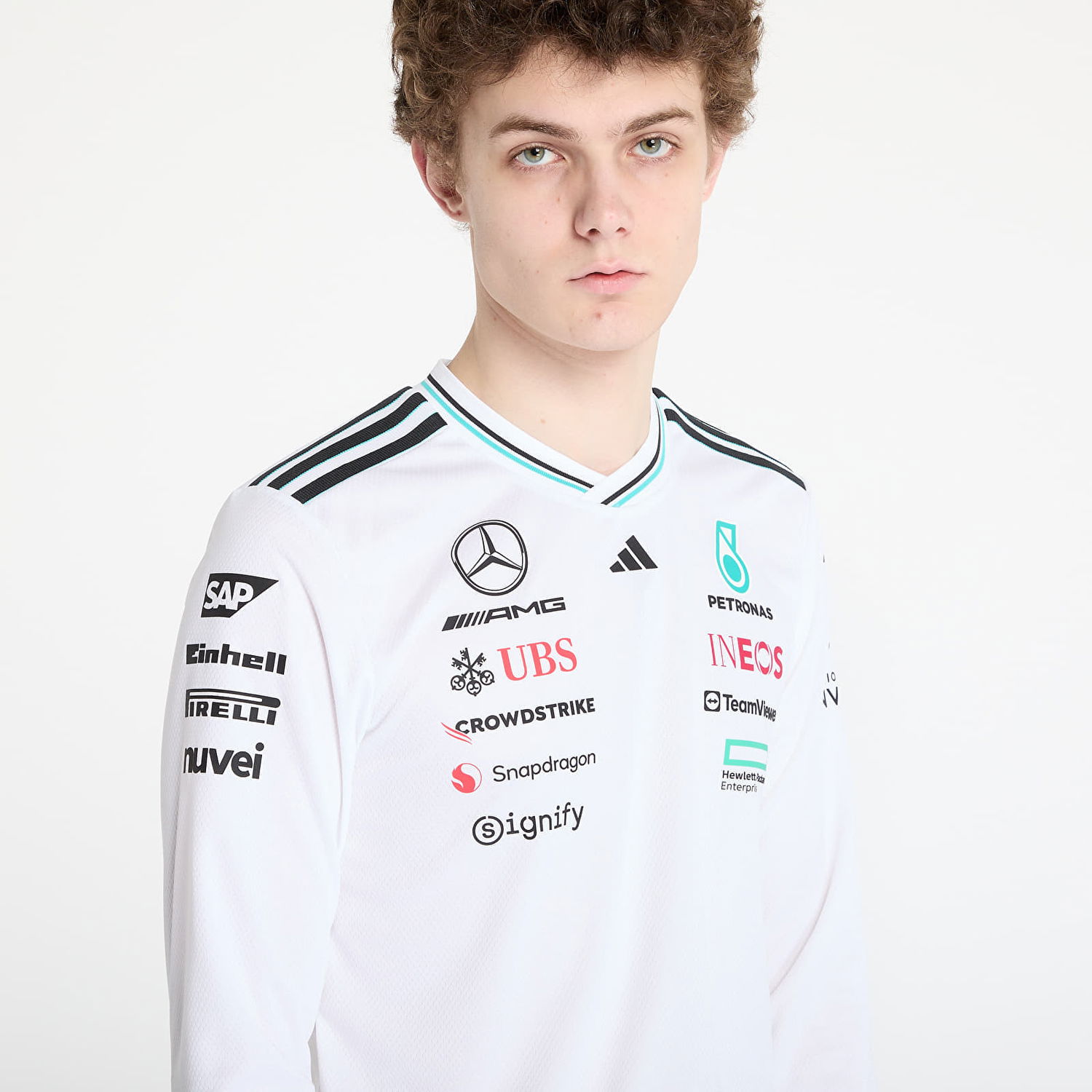Dres adidas Performance Mercedes-AMG Petronas Formula One Team Authentic Long Sleeve T-Shirt Biela | JX5797, 1