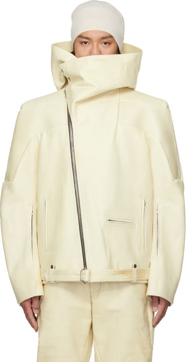 Bunda Rick Owens Rick Owens Hollywood Hooded Stooges Leather Jacket Biela | RR01E5704 LBH, 0