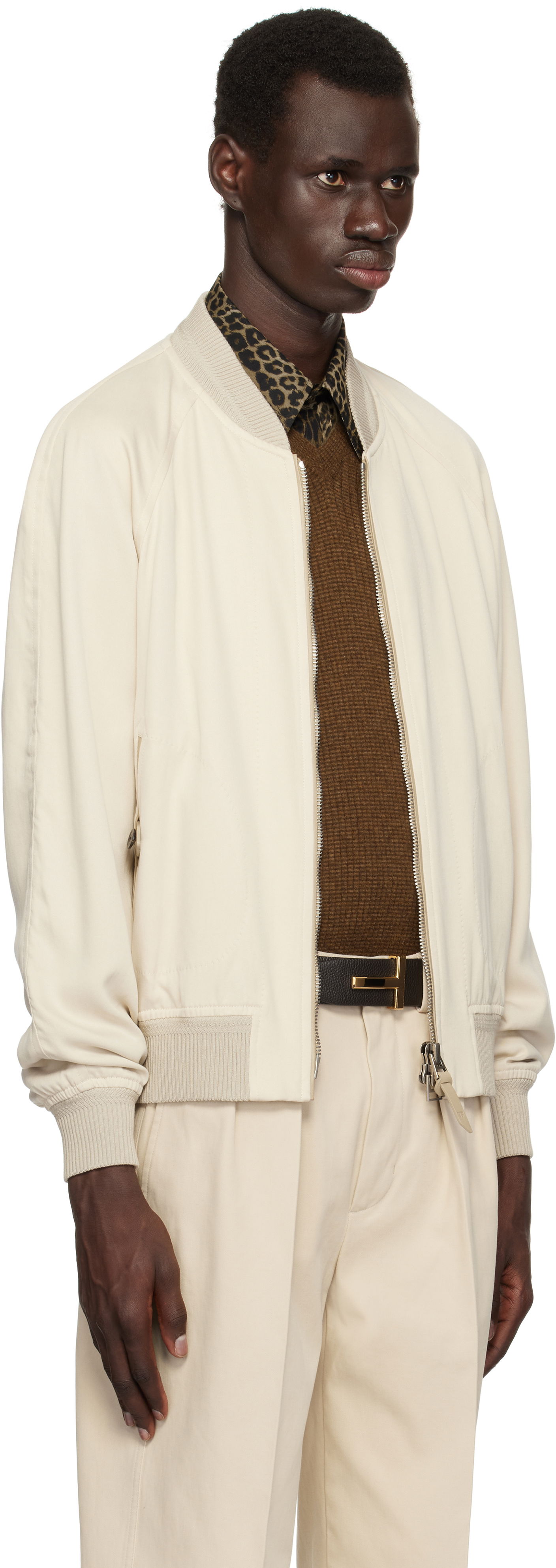 Bomber bunda Tom Ford TOM FORD Fluid Gabardine Bomber Jacket Béžová | OBS046-FMT049S25, 1