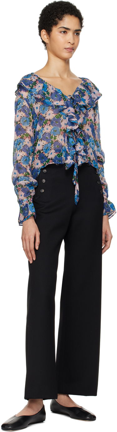 Košeľa Bode Bode Daisy Ruffle Tie-Front Blouse Modrá | WRF24SH042, 3