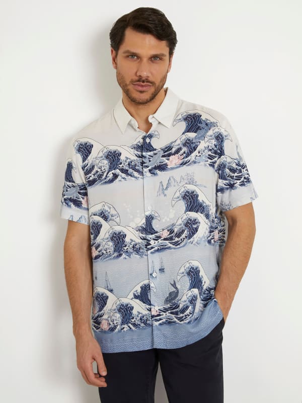 Košeľa GUESS All Over Print Shirt Biela | M4GH56WD4Z2, 0