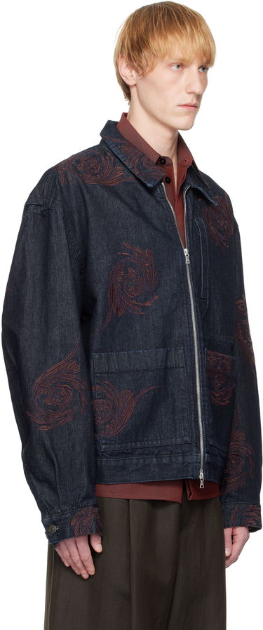 Bunda Dries Van Noten Dries Van Noten Embroidered Pattern Denim Jacket Modrá | 251-080505-1554, 1