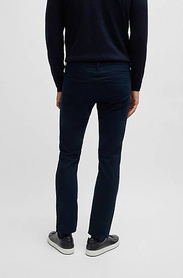 Džínsy BOSS Delaware Slim-Fit Brushed Satin Trousers Navy | 50524431, 1