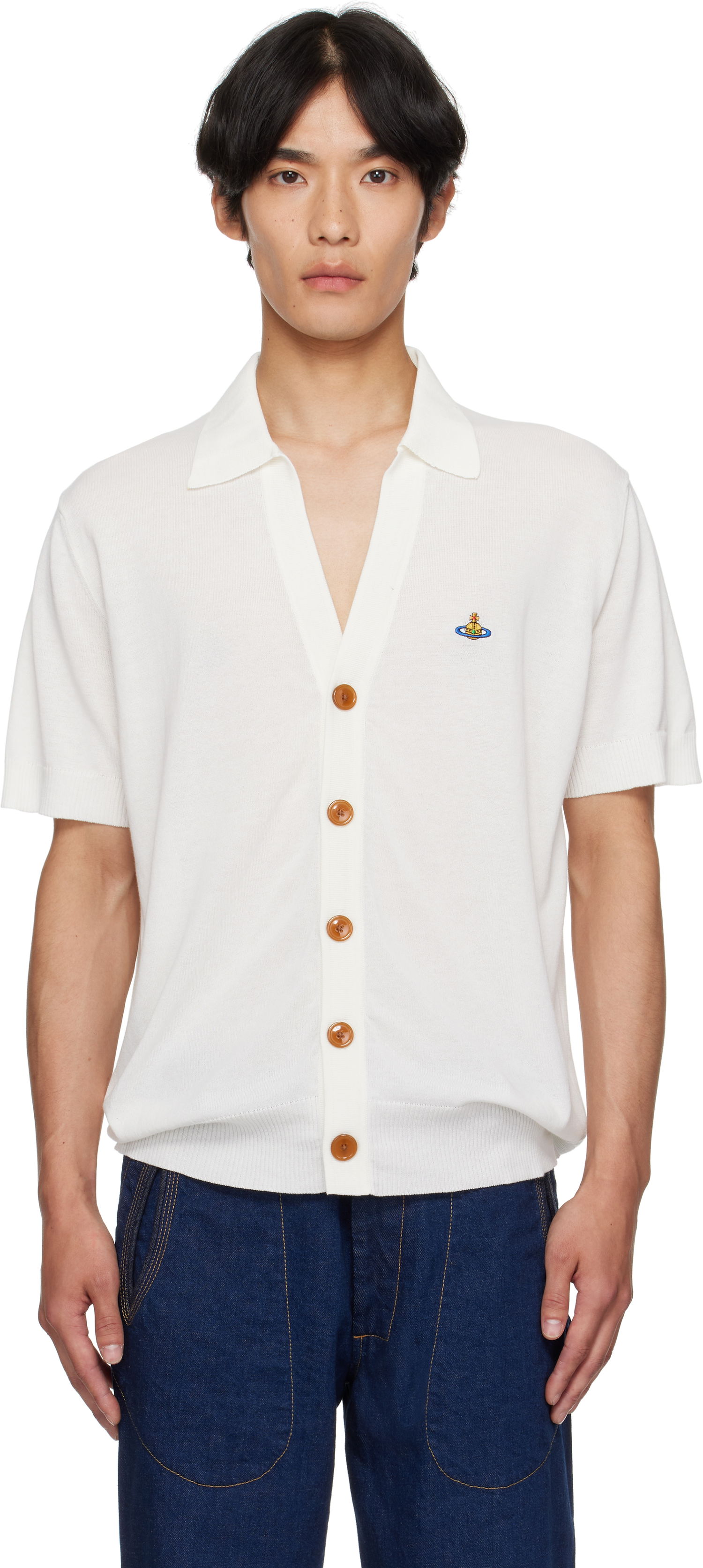 Sveter Vivienne Westwood Vivienne Westwood Cotton Polo Cardigan Biela | 2701001D-Y003F-, 0