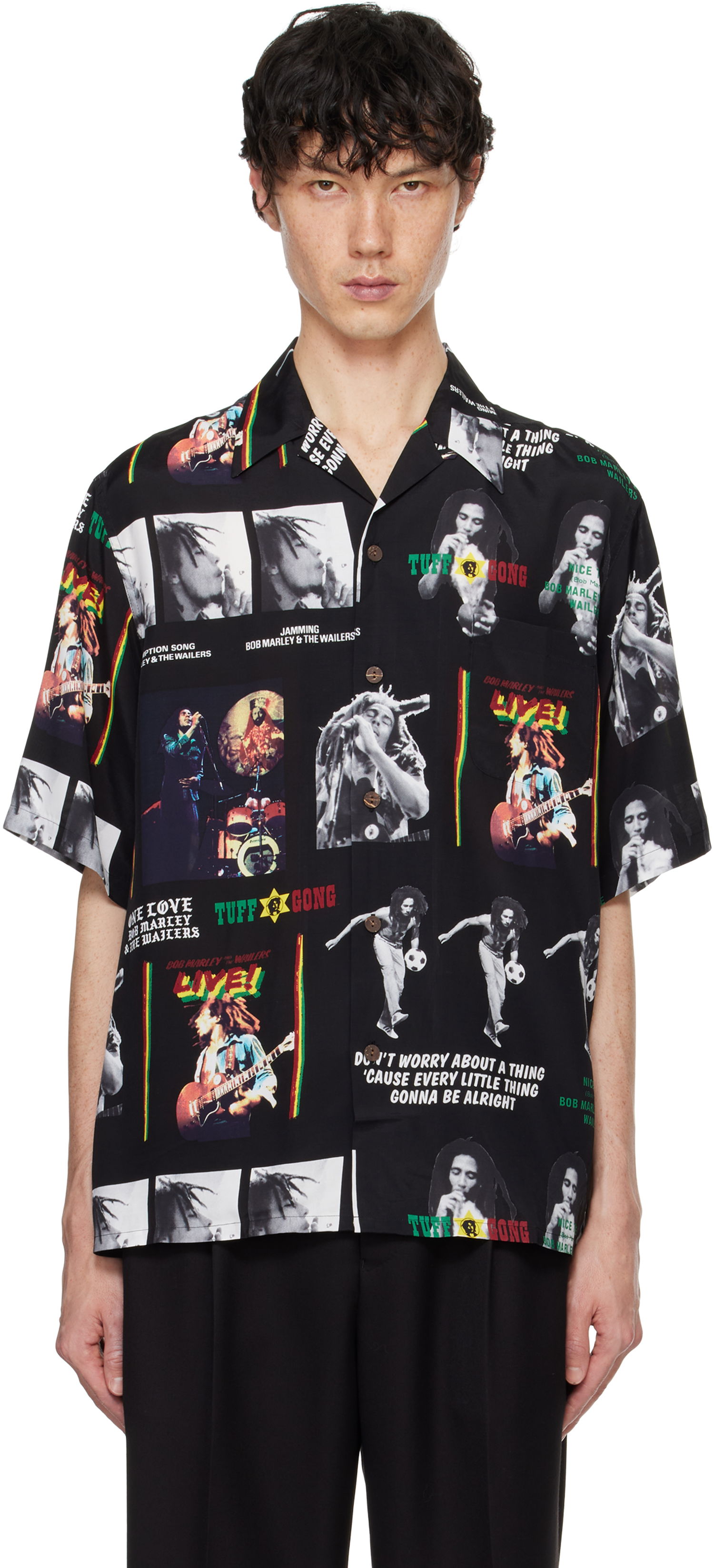 Košeľa WACKO MARIA WACKO MARIA Bob Marley Print Short Sleeve Shirt Čierna | BOBMARLEY-WM-HI09, 0