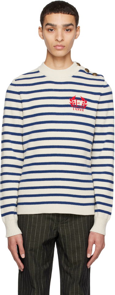 Sveter Erdem Sweater With Shoulder Buttons and Embroidered Logo Biela | MS23_812MGSCWK HAMISH JUMPER, 0