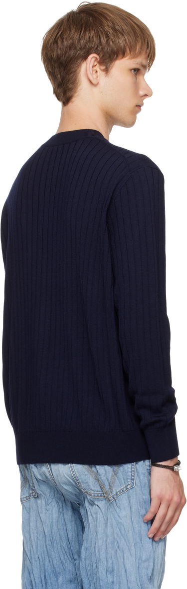 Sveter Bottega Veneta Bottega Veneta Wool Rib Knit Cardigan Navy | 838111V5L704140, 2