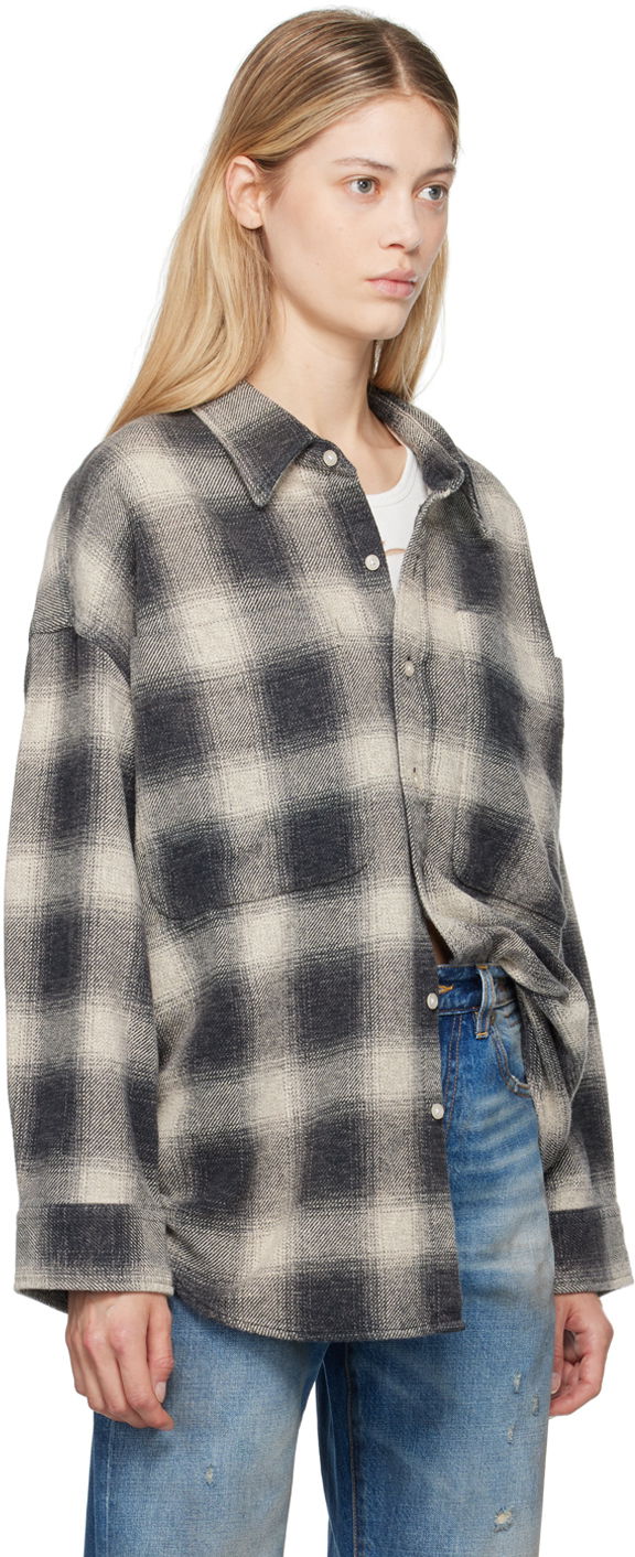 Košeľa R13 R13 Oversized Plaid Drop Neck Shirt Šedá | R13WR293-R384B, 1