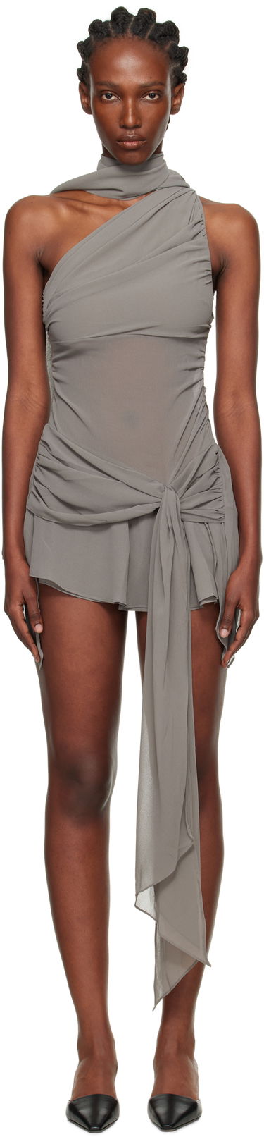 Šaty GUIZIO Guizio Cyrielle One-Shoulder Mini Dress Šedá | P25426W096, 0