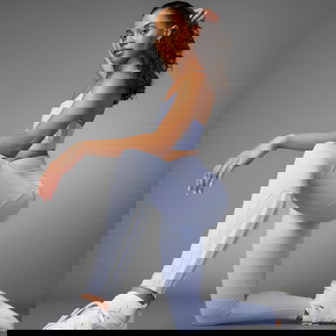 Legíny adidas Performance Hyperglam Full-Length Ribbed Leggings Modrá | JE8820, 3