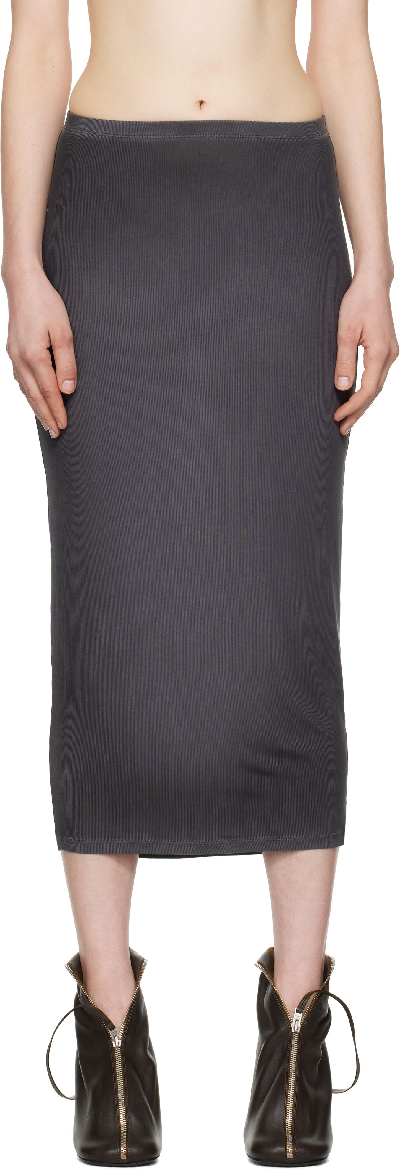 Sukňa Acne Studios Acne Studios Midi Ribbed Skirt Šedá | AF0505-, 0
