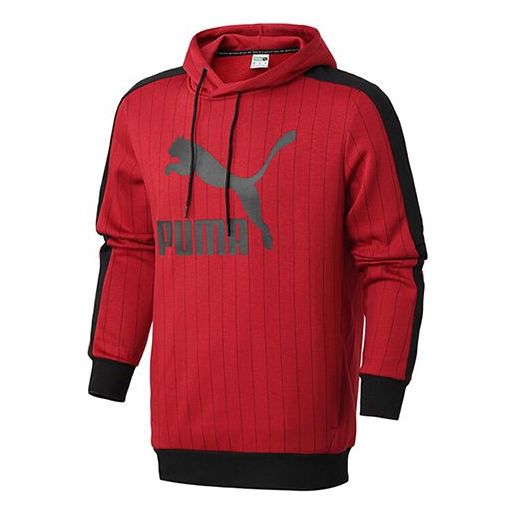 Mikina Puma Pinstripe AOP Pullover Hoodie Červená | 530179-50