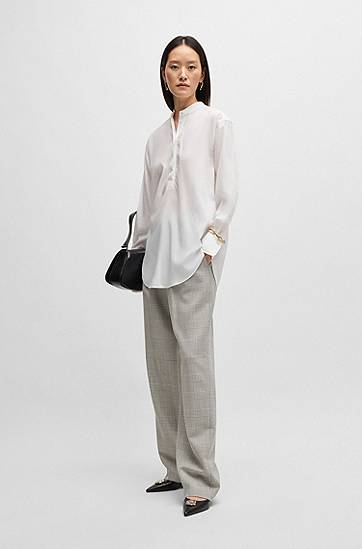 Košeľa BOSS Relaxed Fit Poplin Blouse Biela | 50519402, 1