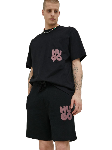 Šortky BOSS Graffiti-Style Stacked Stacked Logo Cotton Terry Shorts Čierna | 50487543