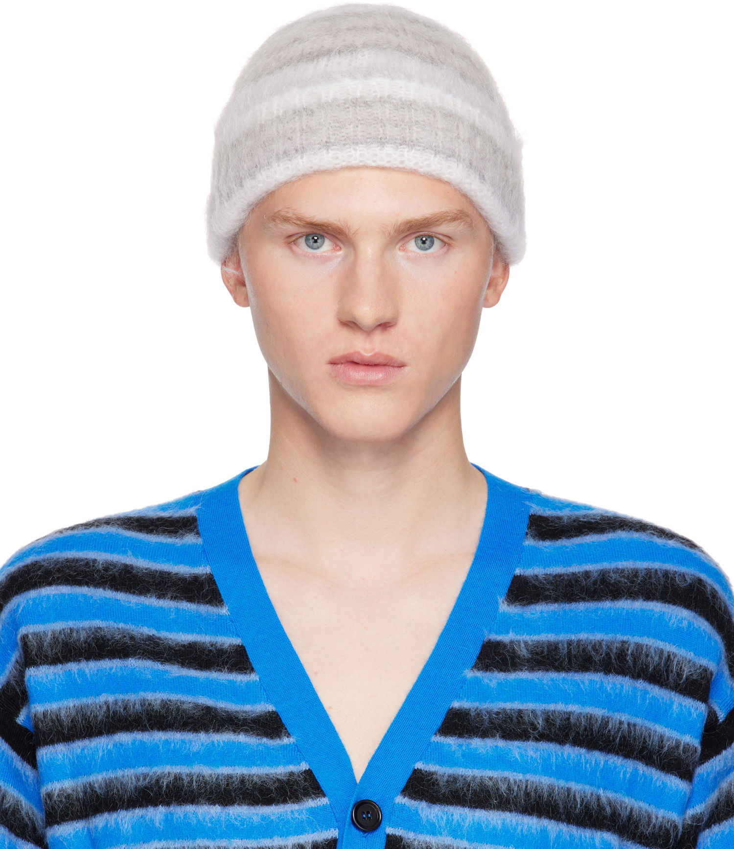 Kulicha Marni Striped Mohair Beanie Šedá | CLZC0153Q0 UFU174, 0