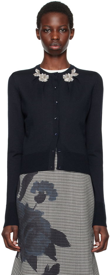 Sveter Erdem Erdem Drape Knit Detail Cardigan Navy | PF24_F1KT2_NEKW, 0