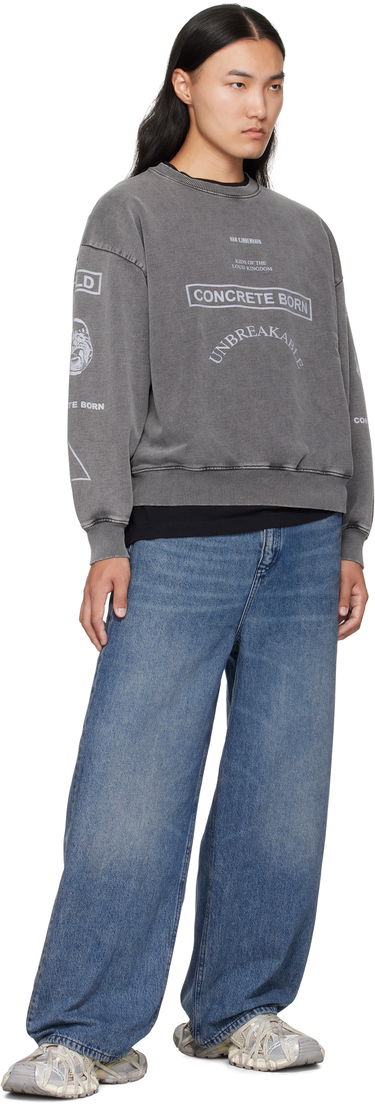 Mikina Han Kjøbenhavn Han Kjobenhavn Graphic Printed Crewneck Sweatshirt Šedá | M-134728, 3