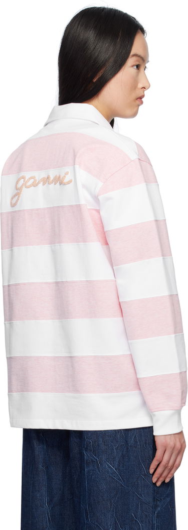 Polo tričko GANNI GANNI Striped Heavy Cotton Polo Ružová | T4121, 2