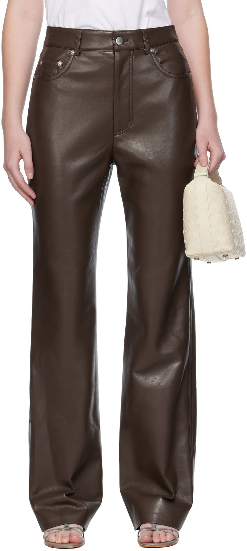 Nohavice Nanushka Nanushka Seldes Regenerated Leather Trousers Hnedá | NW25PFPA15278